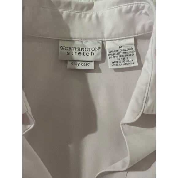 Worthington Stretch Button Up Blouse Long Sleeve Size 14 - Picture 4 of 4